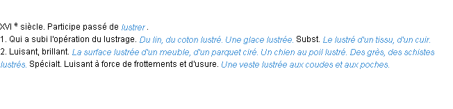 Définition lustre ACAD 1986