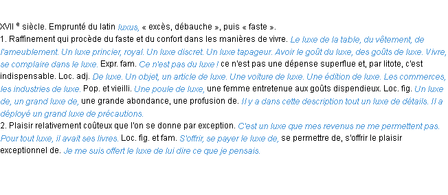 Définition luxe ACAD 1986