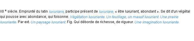 Définition luxuriant ACAD 1986