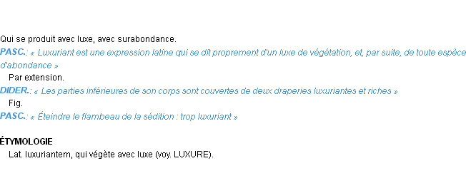 Définition luxuriant Emile Littré