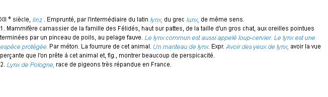 Définition lynx ACAD 1986