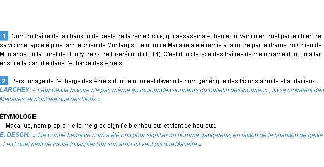 Définition macaire ou robert macaire Emile Littré
