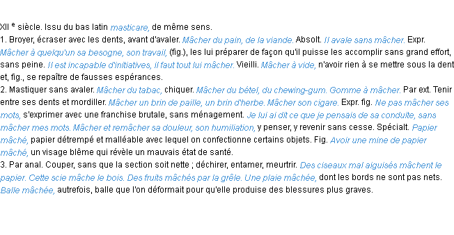 Définition mâcher ACAD 1986