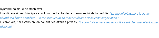 Définition machiavélisme ACAD 1932
