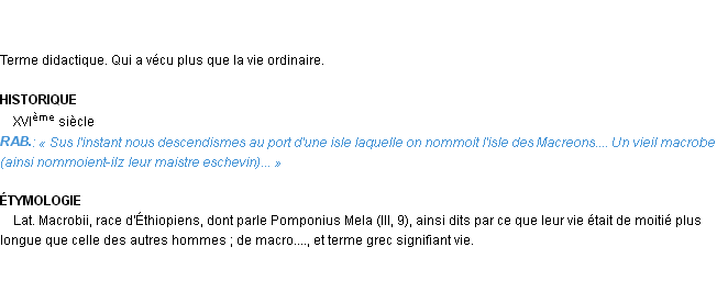Définition macrobien Emile Littré