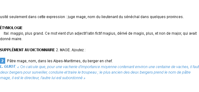 Définition mage ou maje Emile Littré