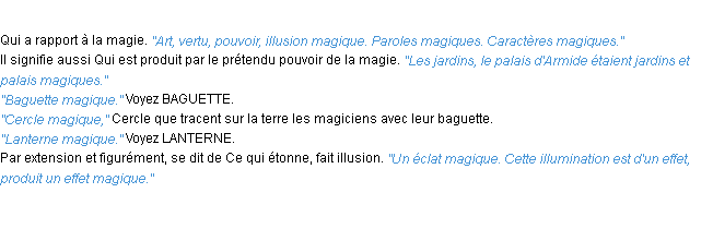 Définition magique ACAD 1932