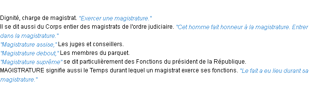 Définition magistrature ACAD 1932