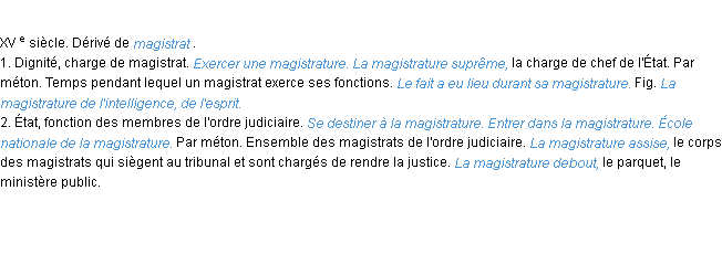 Définition magistrature ACAD 1986