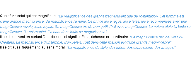 Définition magnificence ACAD 1835