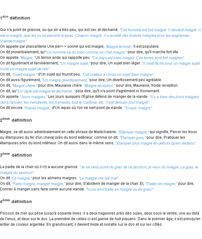 Définition maigre ACAD 1798