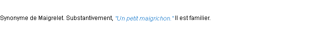 Définition maigrichon ACAD 1932