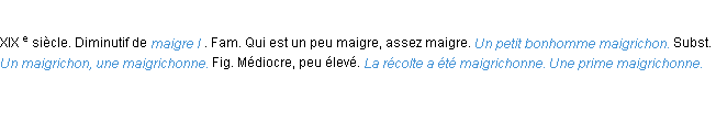 Définition maigrichon ACAD 1986