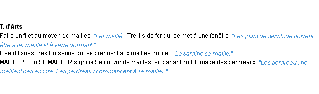 Définition mailler ACAD 1932