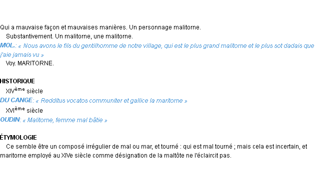 Définition malitorne Emile Littré