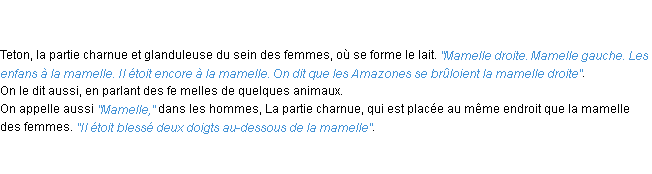 Définition mamelle ACAD 1798