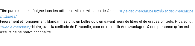 Définition mandarin ACAD 1932