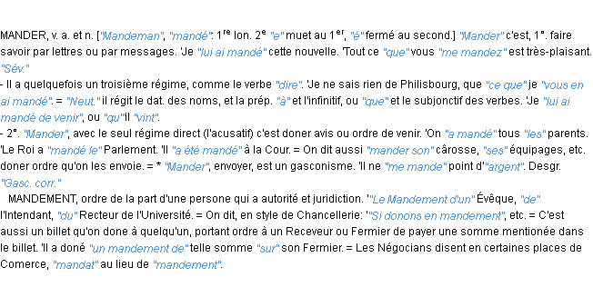 Définition mandement JF.Feraud