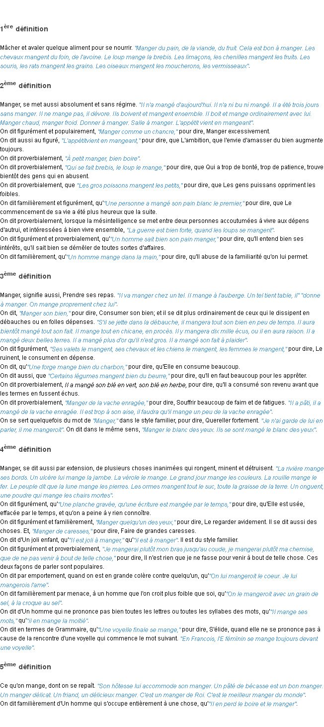 Définition manger ACAD 1798