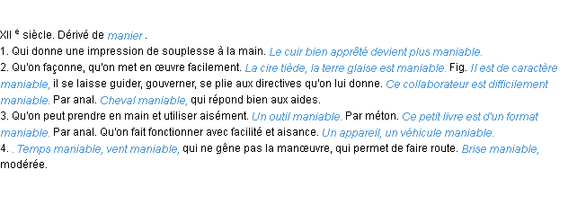 Définition maniable ACAD 1986