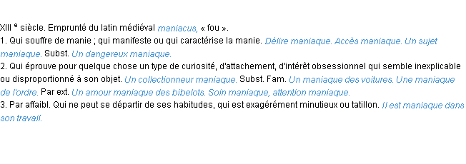 Définition maniaque ACAD 1986