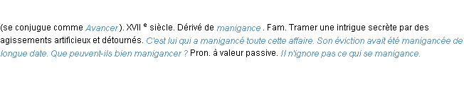 Définition manigancer ACAD 1986