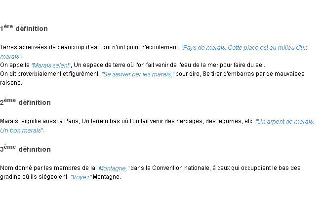Définition marais ACAD 1798
