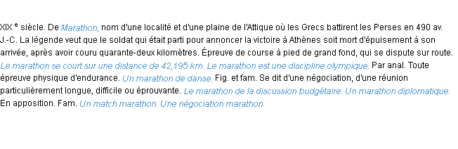 Définition marathon ACAD 1986