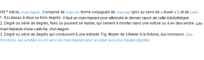 Définition marchepied ACAD 1986