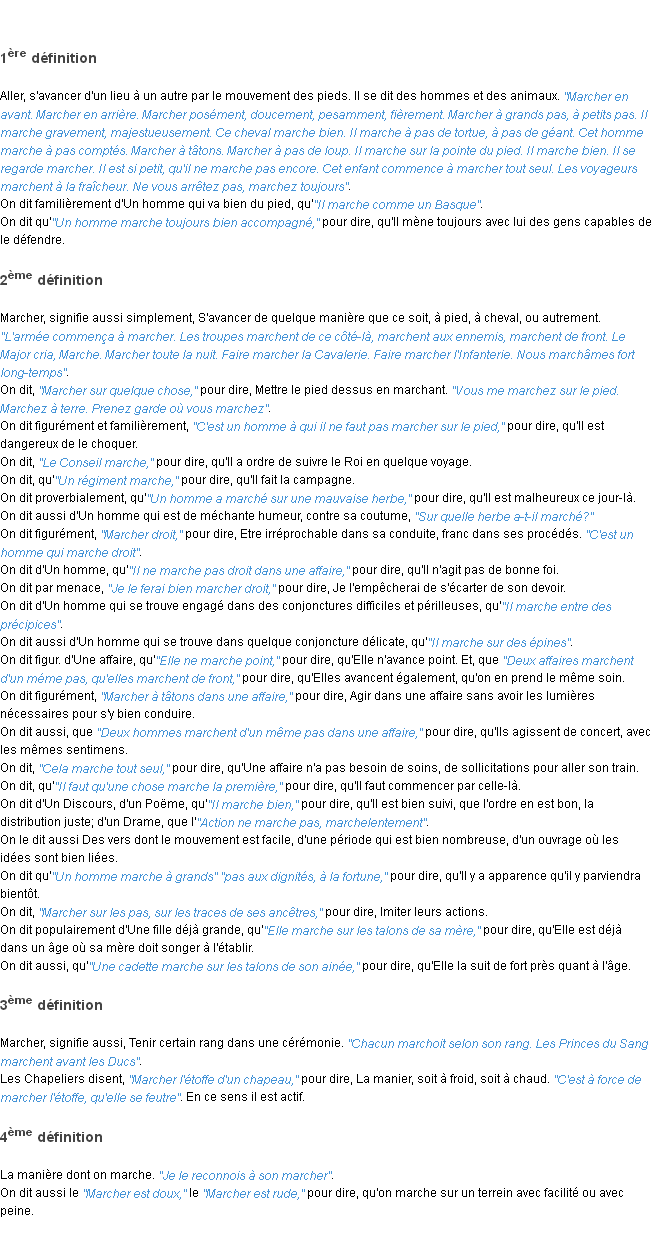 Définition marcher ACAD 1798