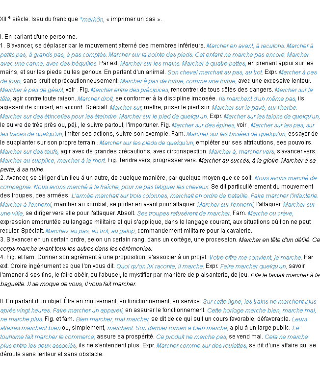 Définition marcher ACAD 1986