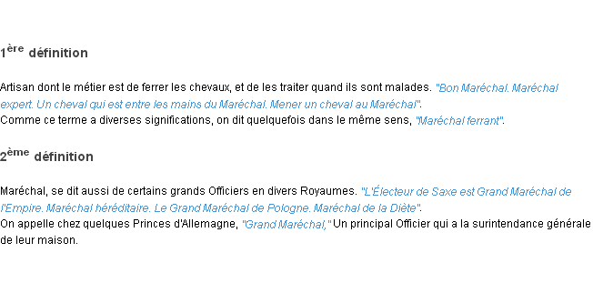 Définition maréchal ACAD 1798
