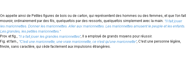 Définition marionnette ACAD 1835