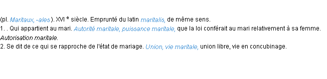 Définition marital ACAD 1986