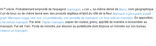 Définition maroquin ACAD 1986