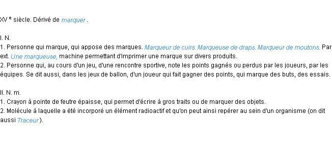 Définition marqueur ACAD 1986