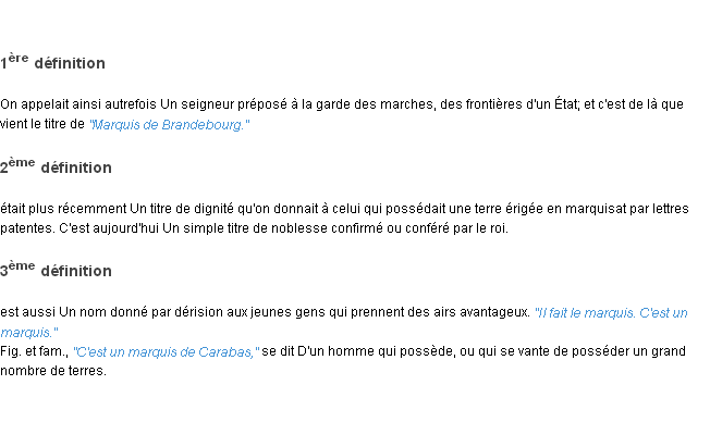Définition marquis ACAD 1835