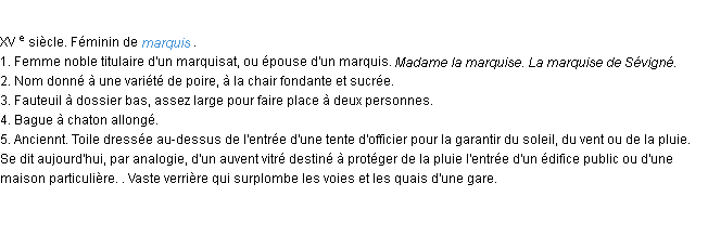 La marquise meaning outlet