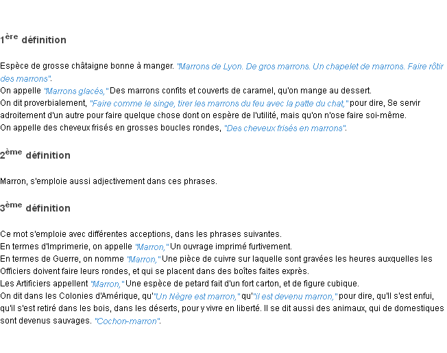 Définition marron ACAD 1798