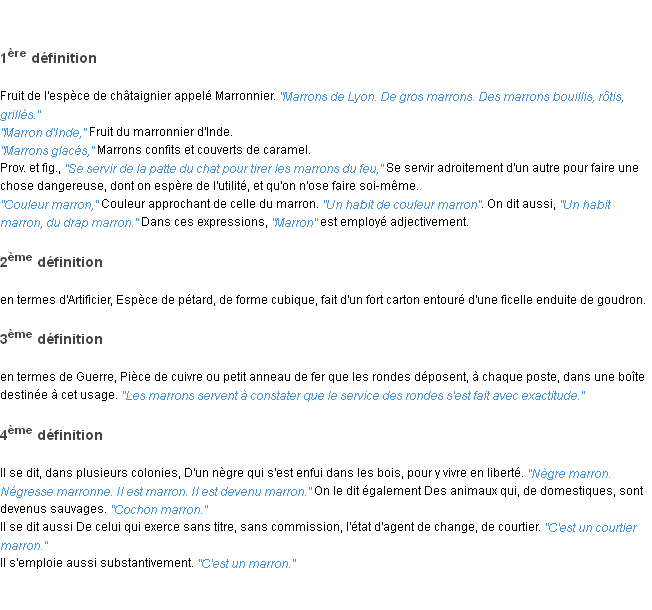 Définition marron ACAD 1835
