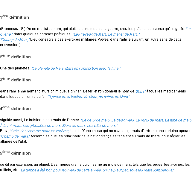 Définition mars ACAD 1835