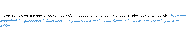 Définition mascaron ACAD 1835