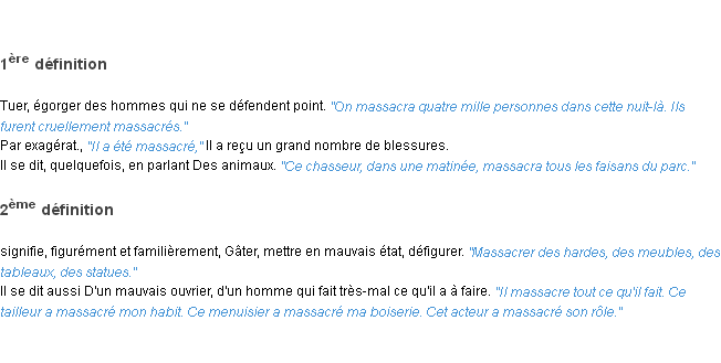 Définition massacrer ACAD 1835