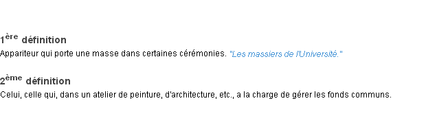 Définition massier ACAD 1932