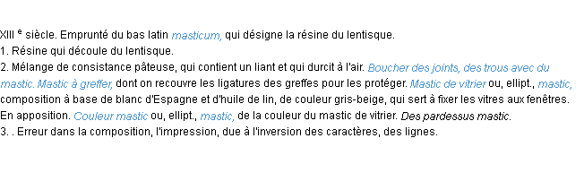 Définition mastic ACAD 1986