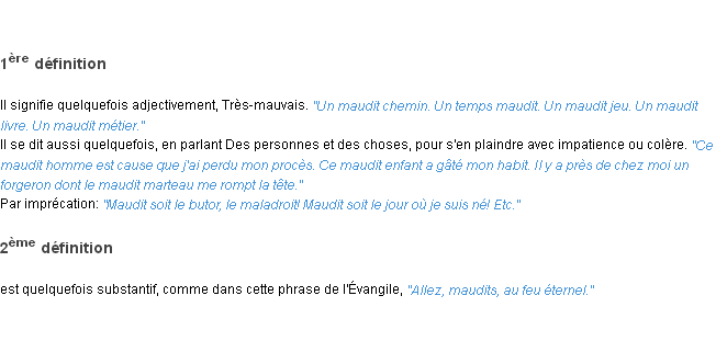 Définition maudit ACAD 1835