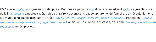 Définition maussade ACAD 1986