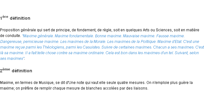 Définition maxime ACAD 1798