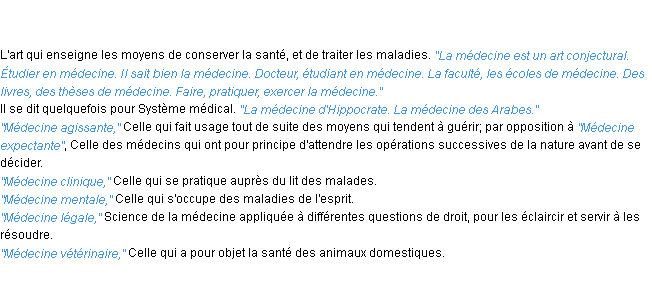 Définition médecine ACAD 1835