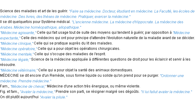 Définition médecine ACAD 1932